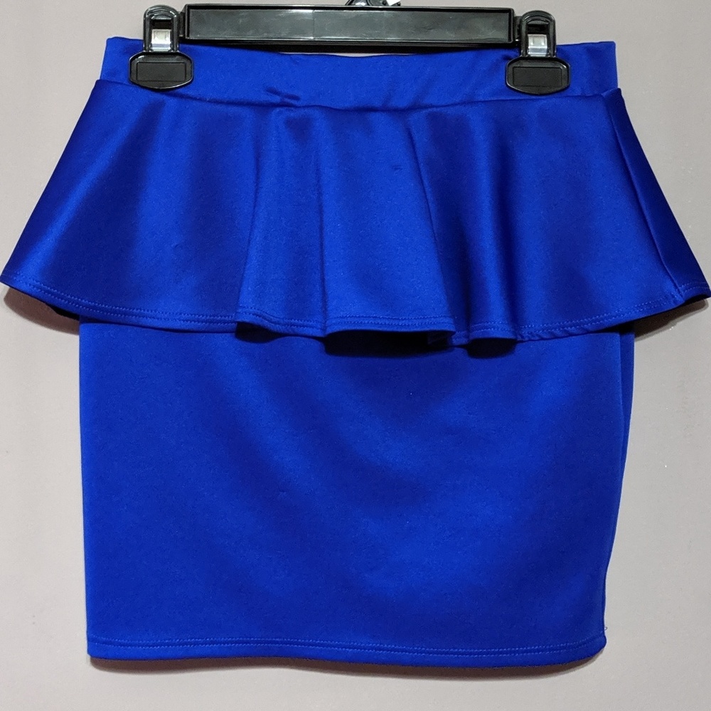 Blue peplum mini skirt